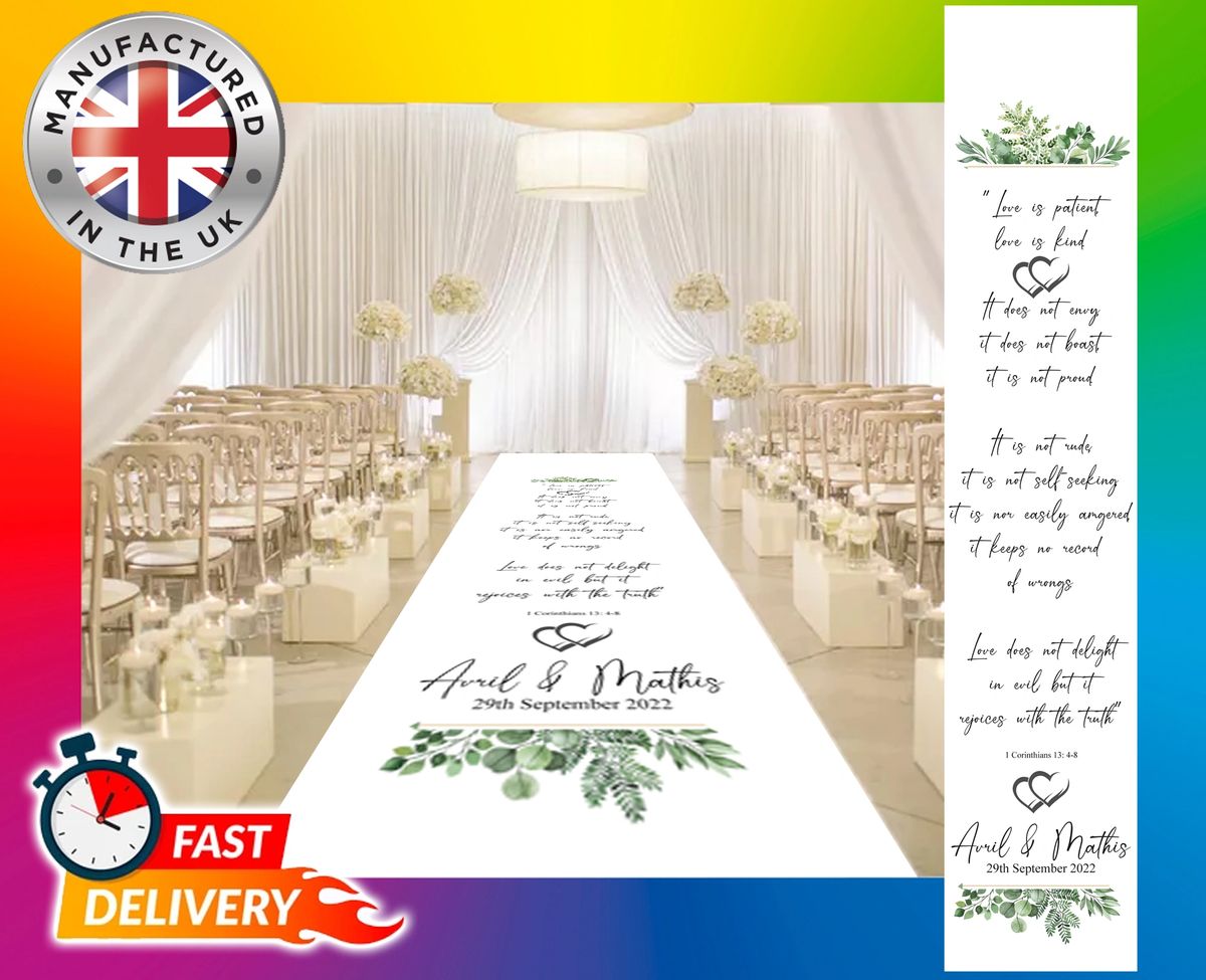 Personalised Fabric Printed Wedding Ceremony Aisle Runner, Corinthians